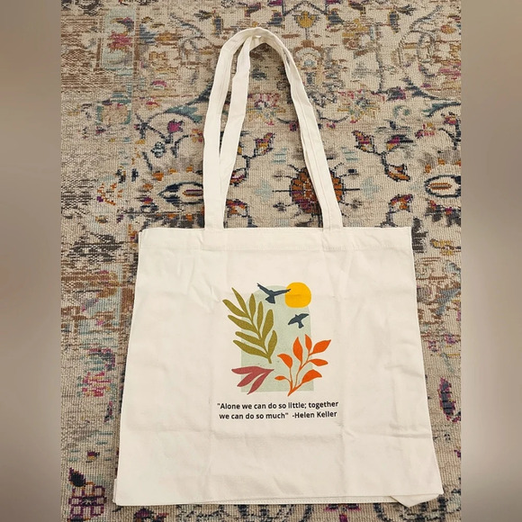 Inspirational White Tote Bag, Everyday Shopping Bag, Travel Bag, On the Go Tote - Picture 1 of 11